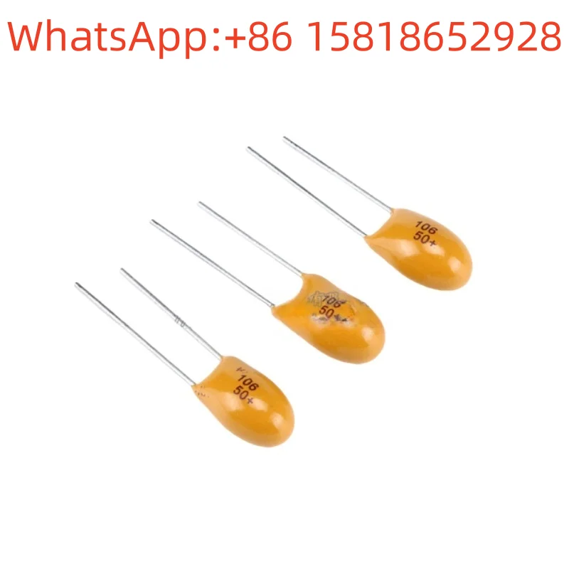 

10 шт. 50 В 10 мкФ (106 К) танталовые конденсаторы со сквозными отверстиями, ± 10% допуск, шаг 2,54 мм