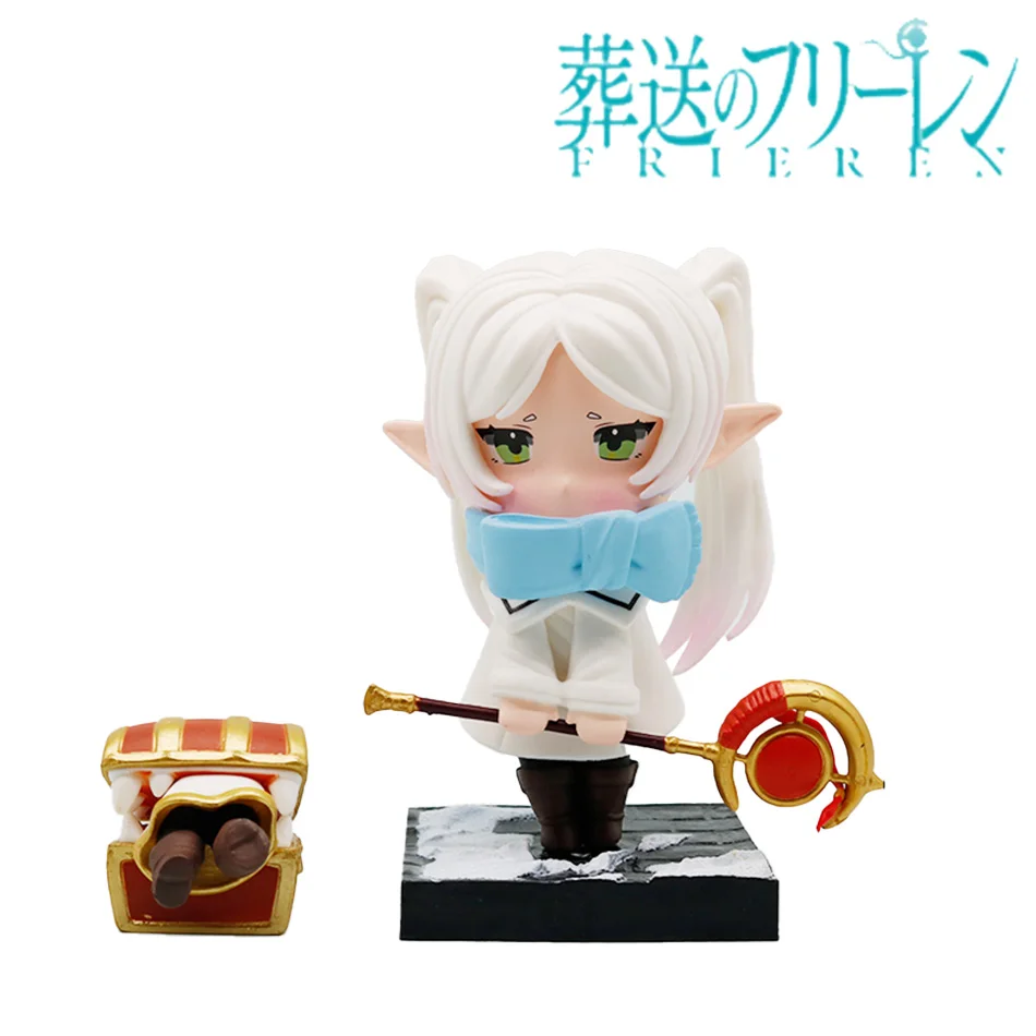 beyond Journey's End 14cm Winter Frieren Elf Figure Kawaii Anime Desk Decor with Mimic Chest Otaku Gift Cute 5.51in Collectible