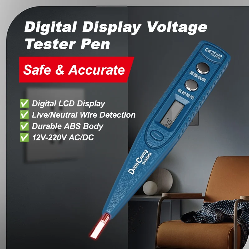 متعددة الوظائف كهربائي اختبار مفك التيار المتناوب/تيار مستمر التعريفي اقلام الفحص جهاز قياس الجهد الكهربائي 12-220 فولت LCD شاشة عرض ديجيتال #1