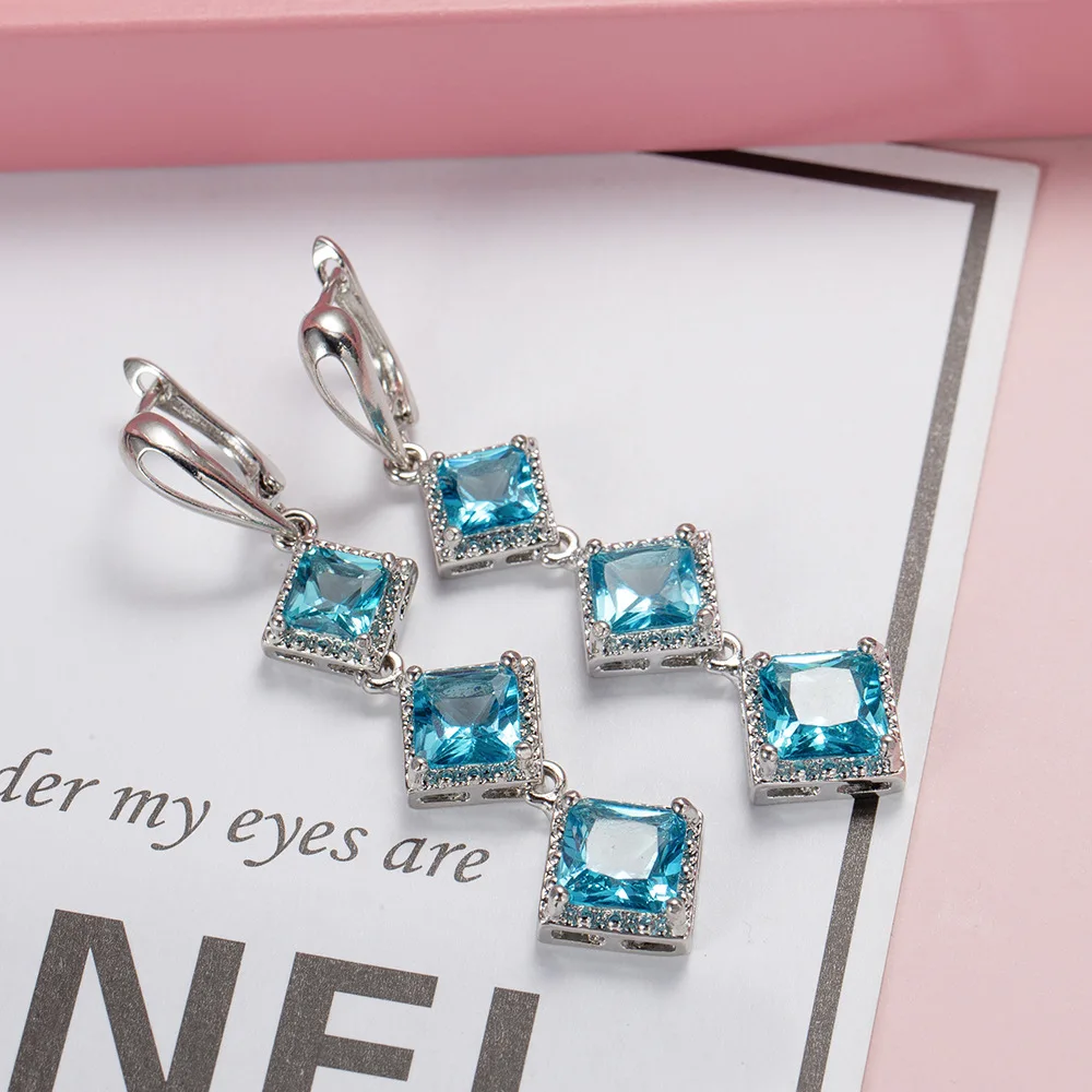 مجوهرات الأزياء الساخنة البند البوهيمي كريستال من هاو شي النمساوية مبالغ فيها الأقراط الطويلة للنساء #6