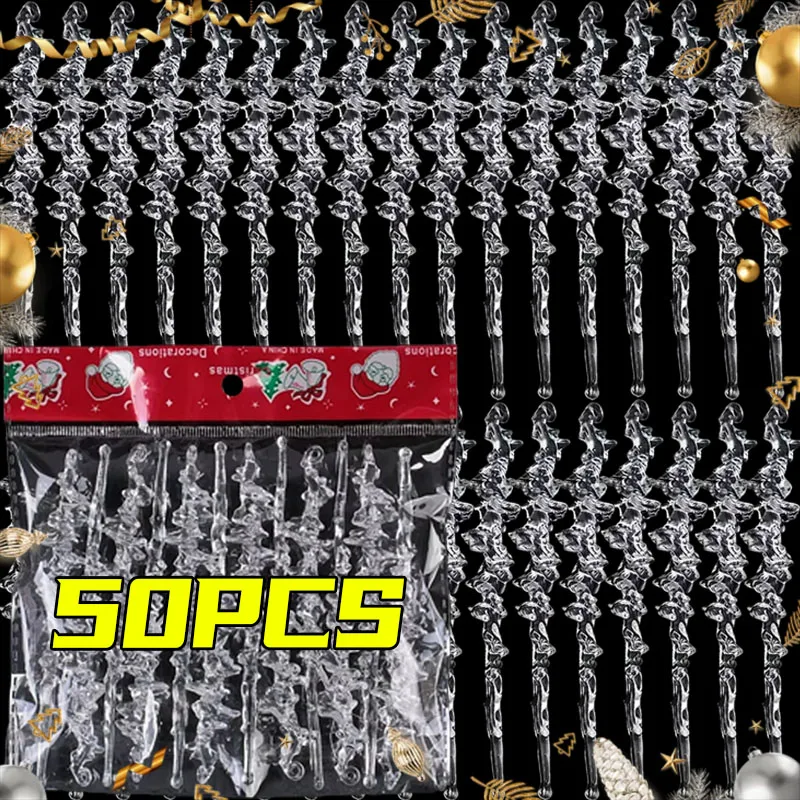 

Clear Acrylic Spiral Icicle Christmas Tree Hanging Ornaments Crystal Ice Column Winter Pendants for Party Wedding Decorations