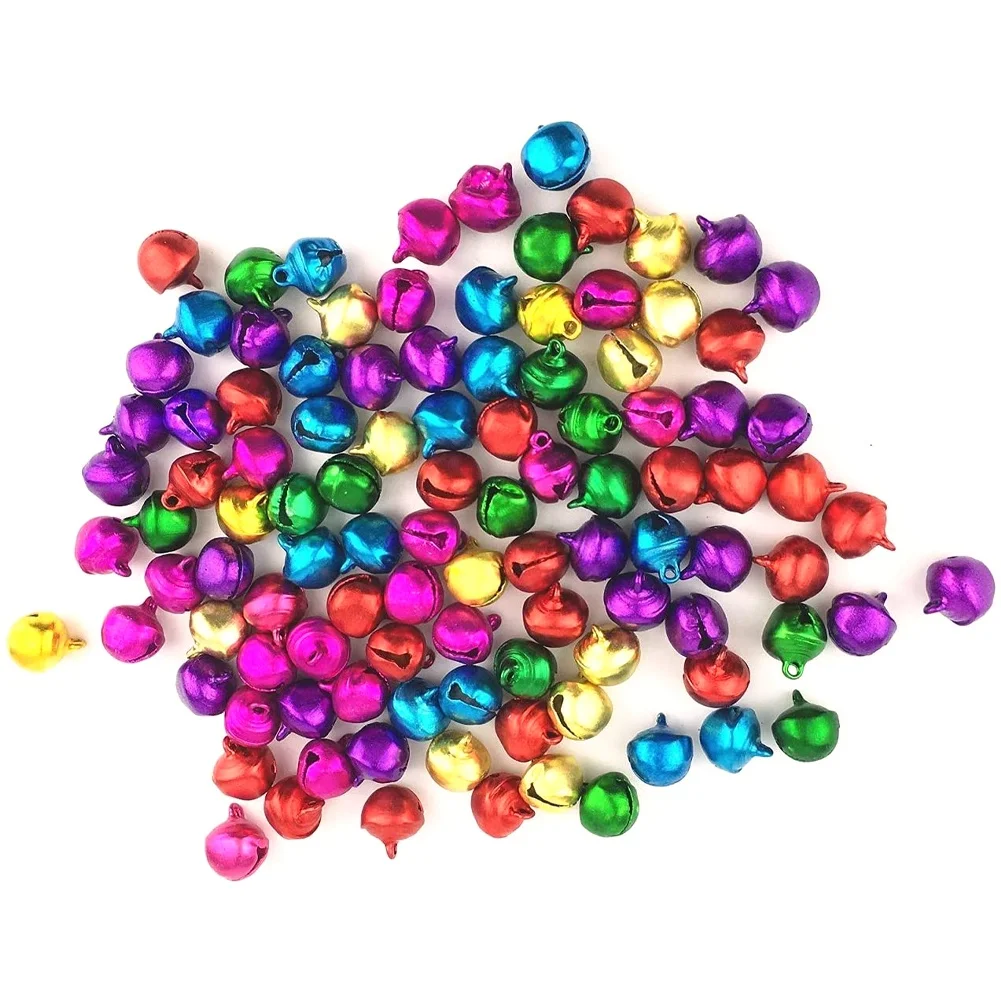 100 Pcs DIY Game Accessories, Electroplated Color Bells, One-Shaped Opening Bells for Party Decoration