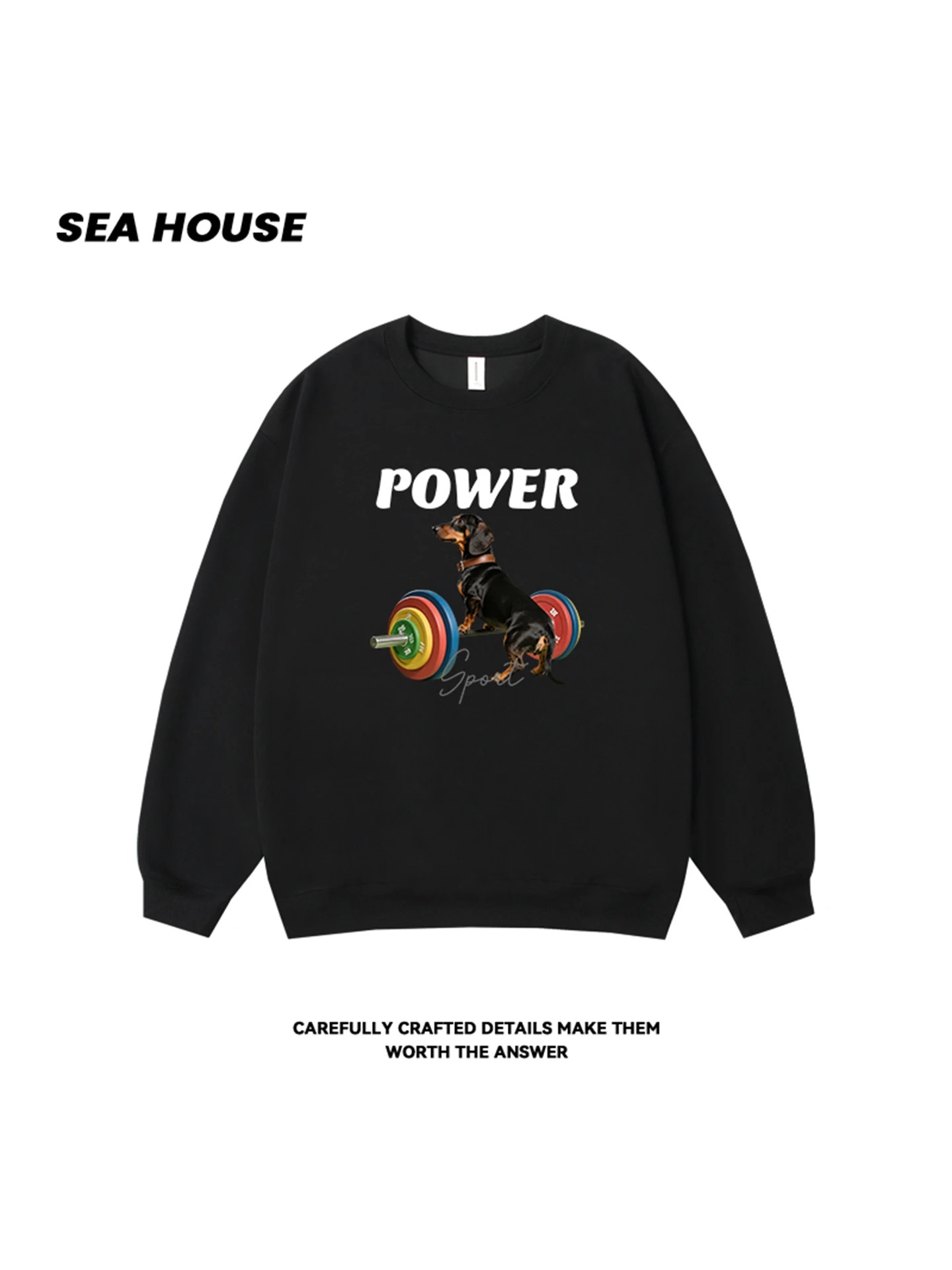 

Свитшот Fitn Design Sausage Dog с круглым вырезом, свободный, осенне-зимний, для мужчин и женщин, повседневный, с длинными рукавами, хлопковый