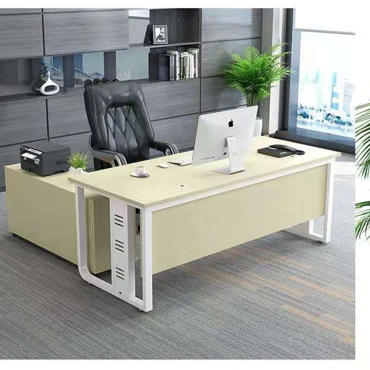 مكتب تنفيذي فاخر من Boss، طاولة مكتب بسيطة وحديثة، تصميم مدير تنفيذي على شكل حرف L، طاولة مكتب تنفيذية من الرئيس Ceo