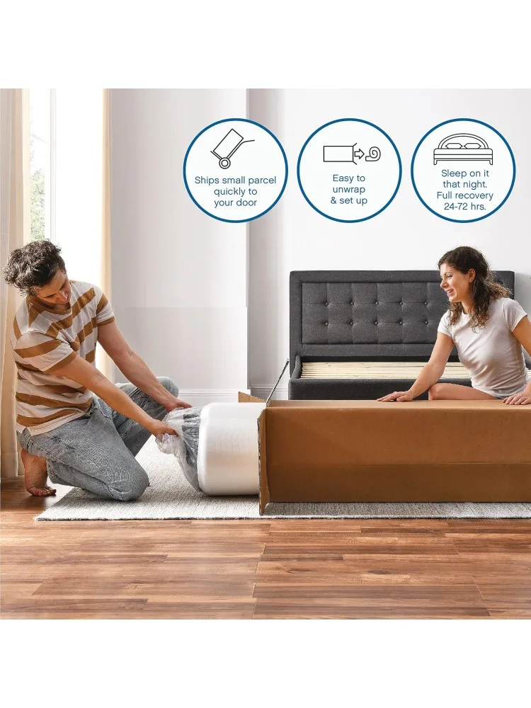Chill 14 Inch Medium Firm Memory Foam Mattress Queen Size, with 2 Bonus CoolGel Memory Foam Bed Pillows, 14" with Press