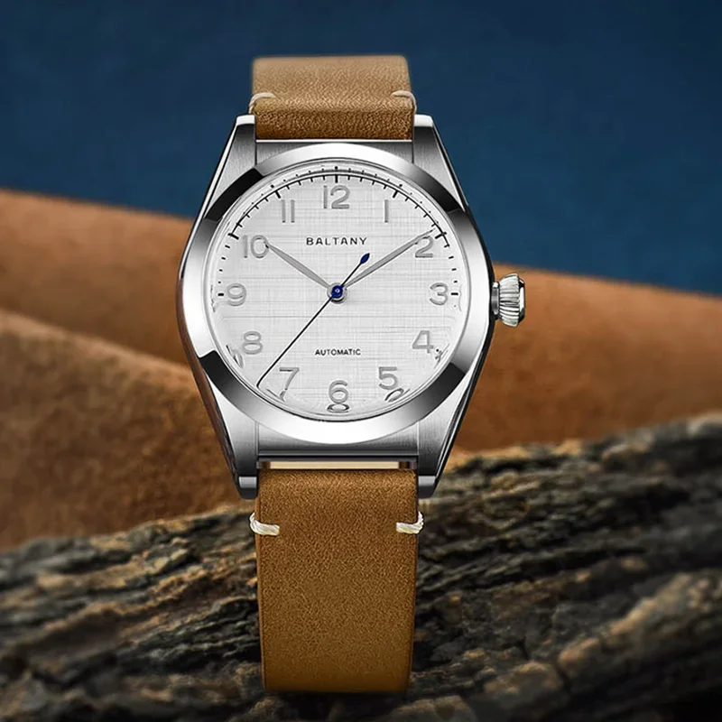 Baltany New 2025 Men's Automatic Mechanical Watch NH38 Sapphire Crystal Heat-Treated Blue Hands Stainless Steel Reloj Hombre