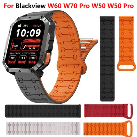 22mm Magnetic Silicone Band For Blackview W60 W70 Pro Strap Smartwatch Bracelet Correa For Blackview W50 W50Pro/X20 Watchband