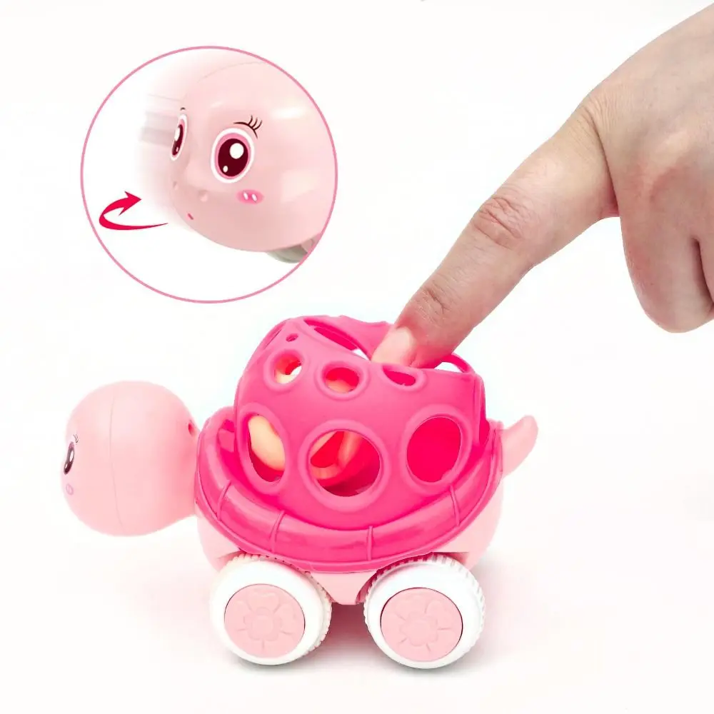 Coche de bebé de goma suave creativo, juguete con sonajero de dibujos animados accionado por fricción, coches enrollables, regalo para presionar y ir, juguete para gatear para niños de 1 a 3 años