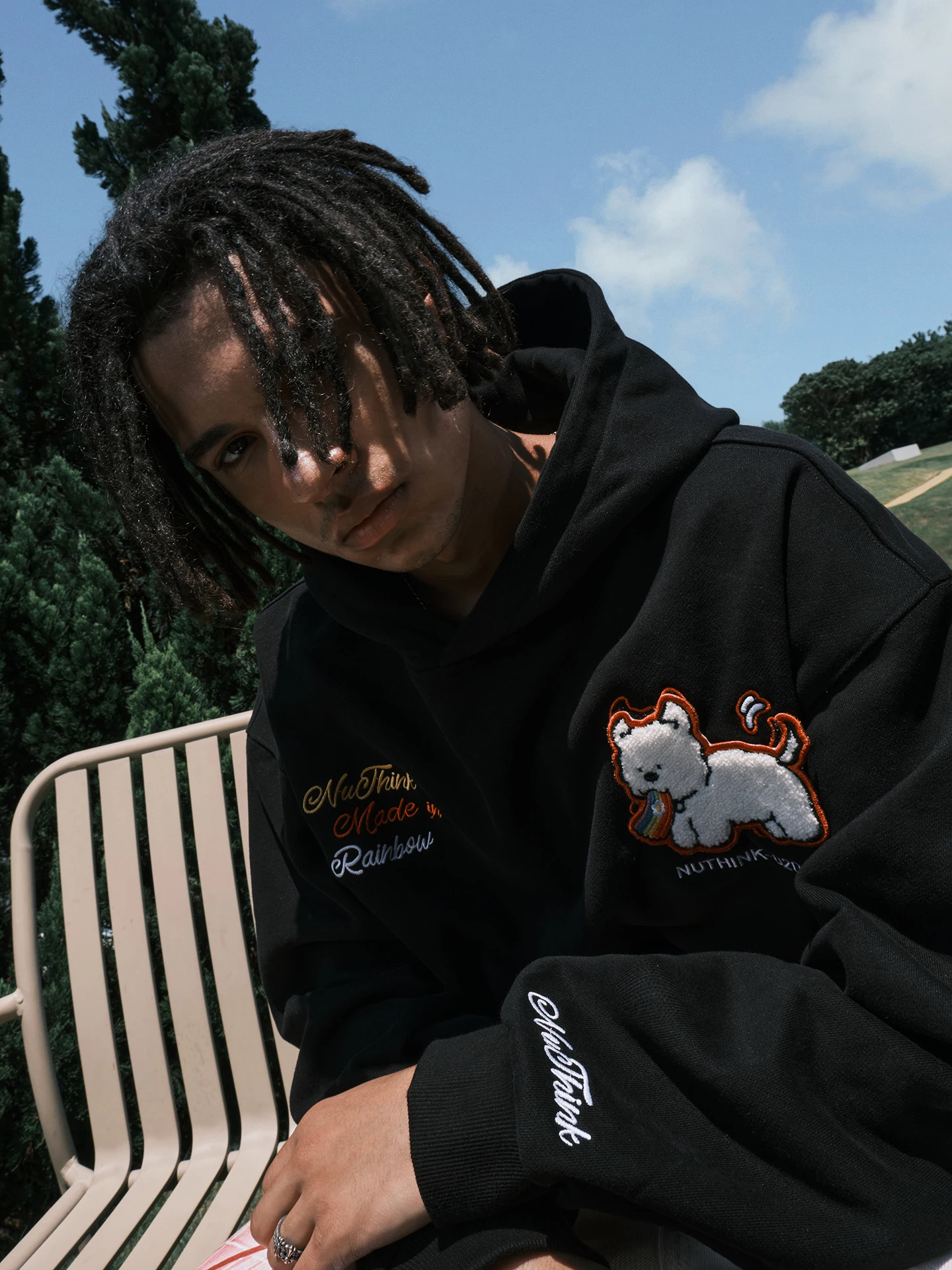 

Мужская толстовка Nuthink American Sle Fce с подкладкой, вышитым логотипом собаки и надписью, повседневная, весенняя, трендовая уличная одежда