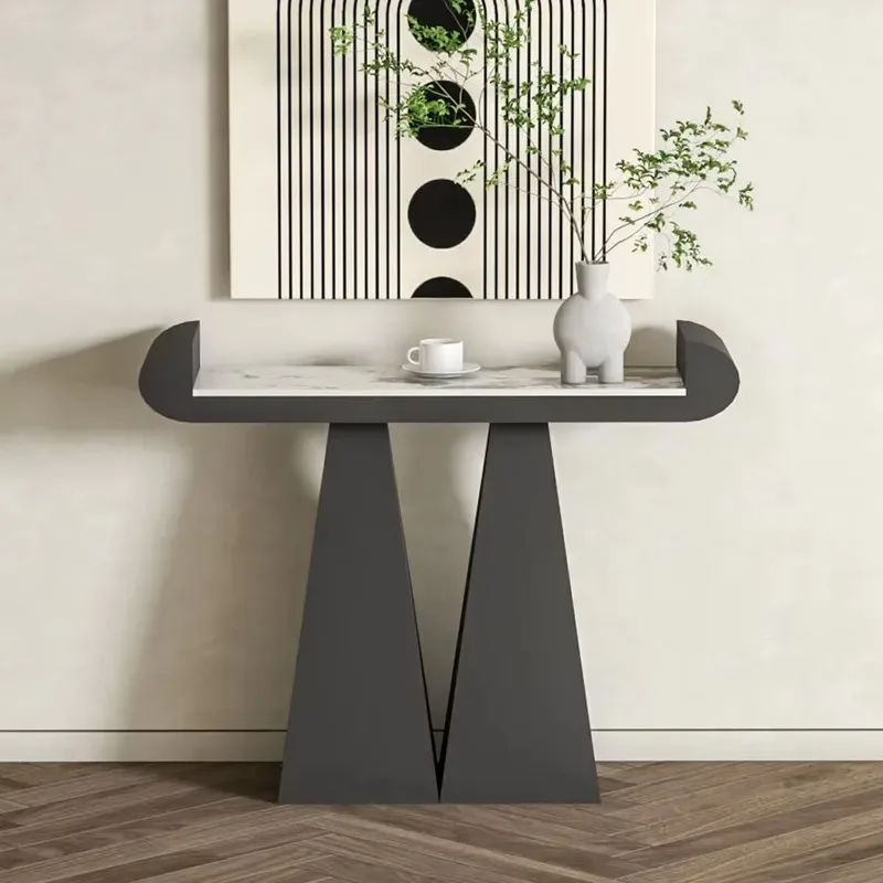 Modern Creative Metal Entrance Table with Granite Countertop Light Luxury Simple Design Art Corridor Home Furniture