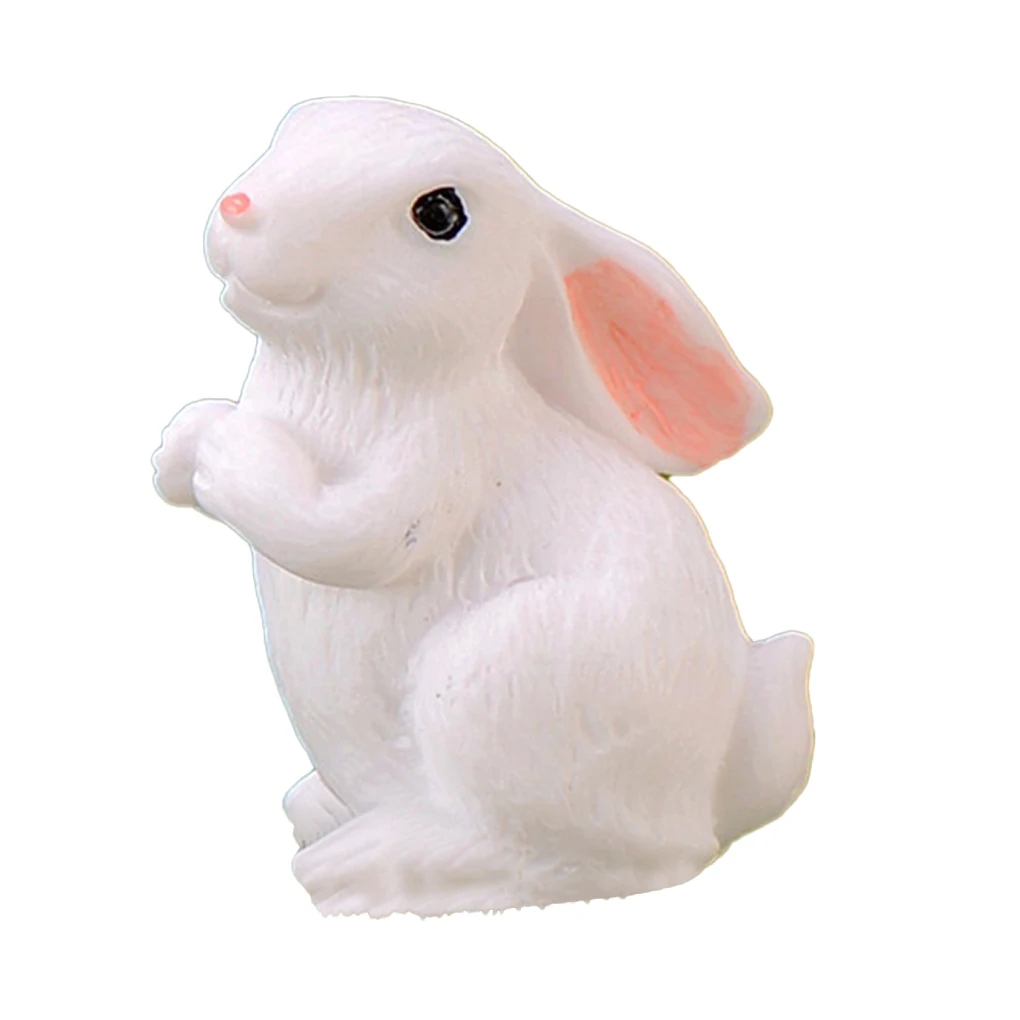 Resin Decoration Exquisite Bunny Statue Adorable Bunny Figurine for Household Tabletop Balcony Yards Lawn Type 6