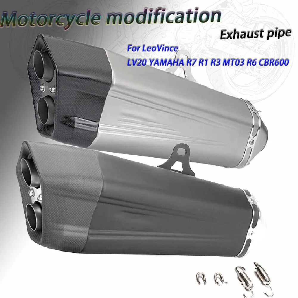 

Universal Motorcycle Dual Hole Exhaust Carbon Fiber Tail Pipe Muffler Suitable for Z900 Gsx8r GSXR750 R6 ER6N Rc390 Cb400f R15