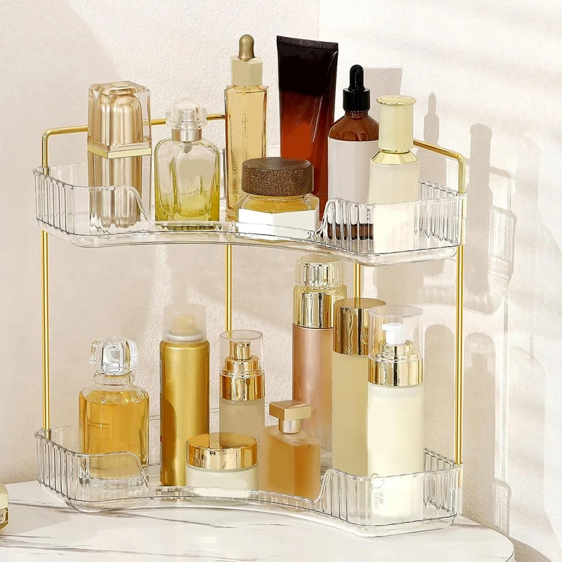 HOCounter-Étagère supérieure de maquillage durable, parfum de vanité, 2 niveaux