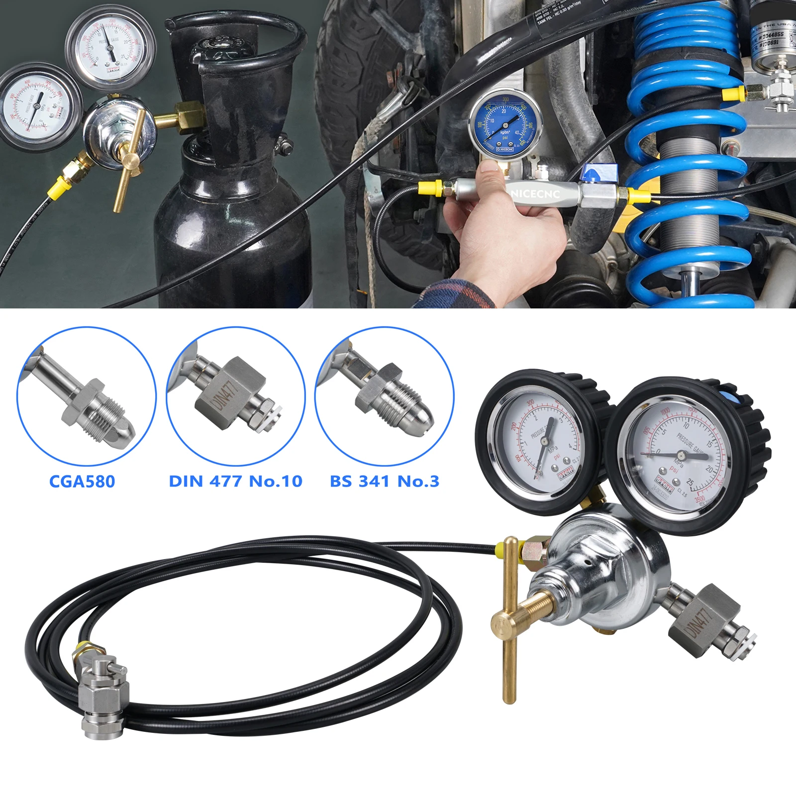 

Для Schrader Valve Fox Showa KYB UTV Shock Nitrogen Fill Tool Регулятор Kit для Yamaha Raptor YFZ Polaris RZR CanAm X3 ArcticCat