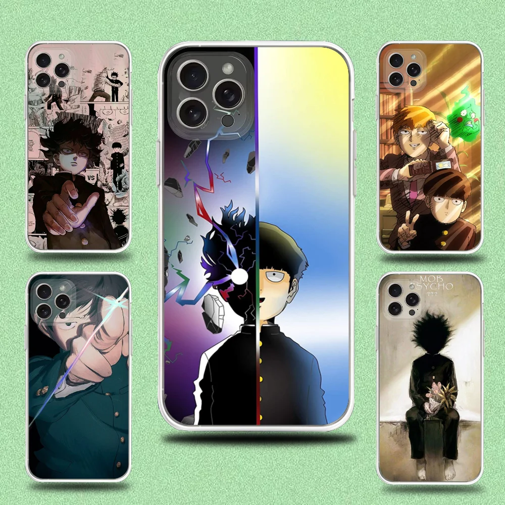 

Mob Psycho 100 Cartoon Phone Case For iPhone 16,15,14,13,12,11 Plus,Pro,Max,XR,XS,X,7,8 Plus,SE,Mini Transparent Shell