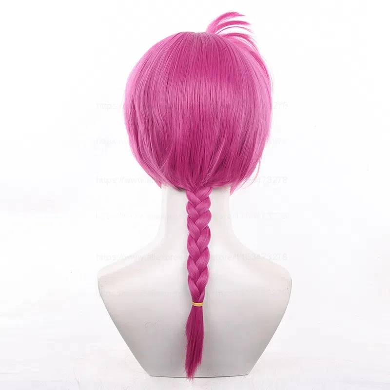 Haute qualité nouveau Anime Ranma 1/2 Ranma Cosplay perruque Ranma noir Rose rouge tressé Halloween