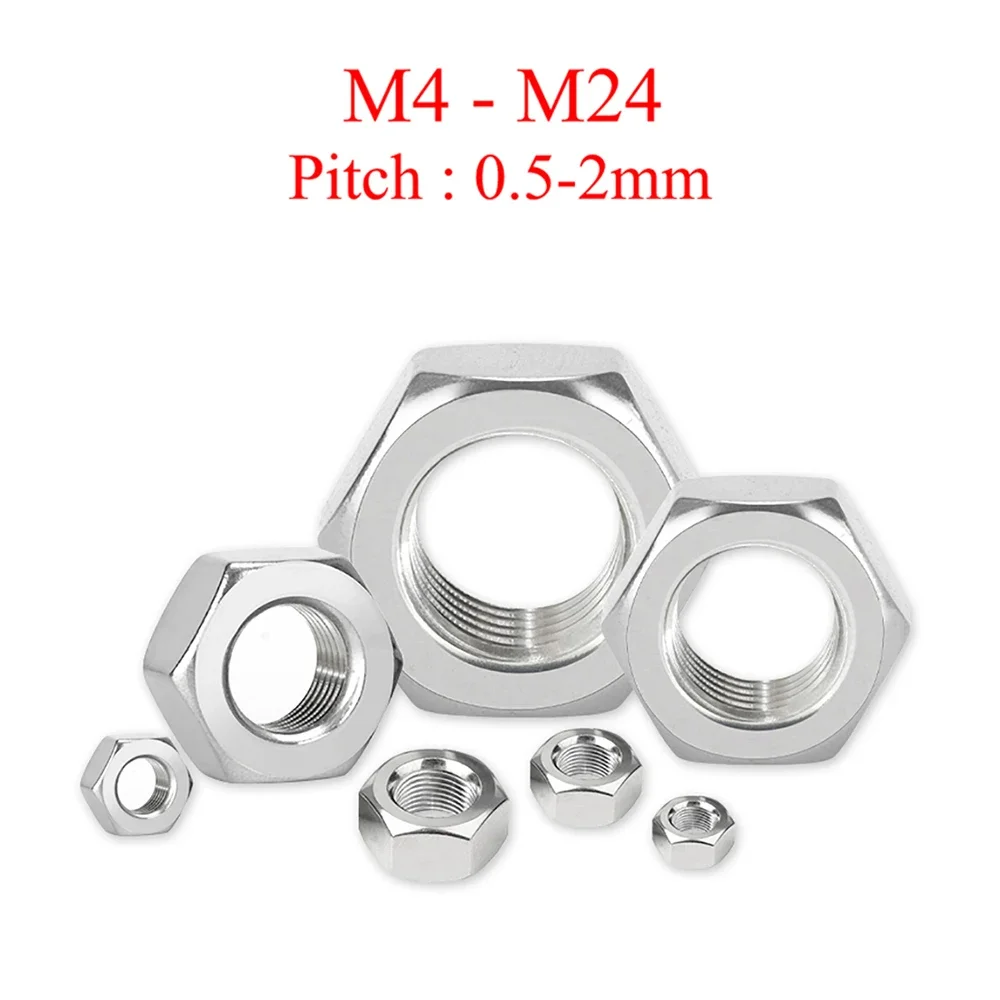 

5-200Pcs Fine Thread Hex Nut M4 M5 M6 M8 M10 M12 M14 M16 M18 M20 M22 M24 Stainless Steel Hexagon Nut For Screw And Bolt Fastener