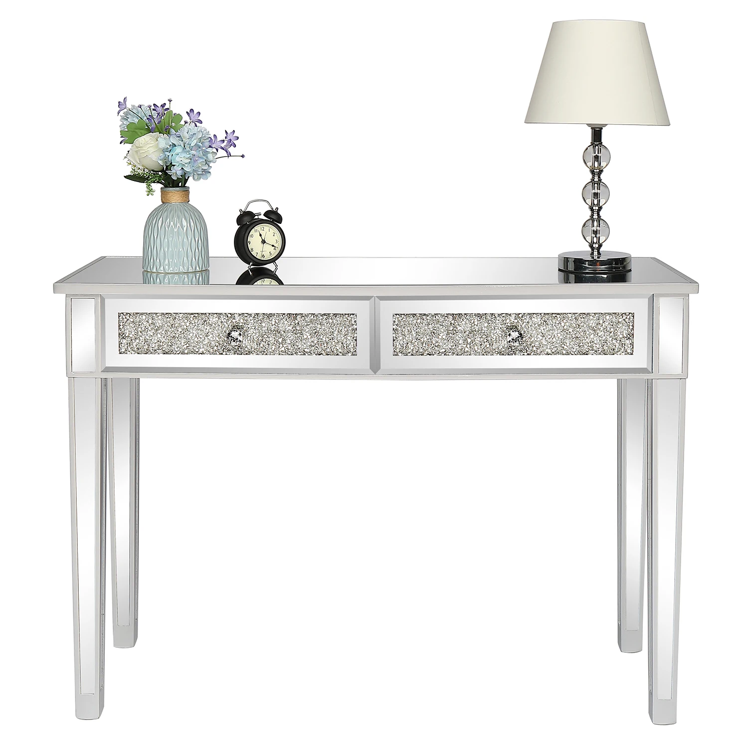 106*38*76cm Modern Mirror Two-Pump Computer Table Silver,Suitable for any room