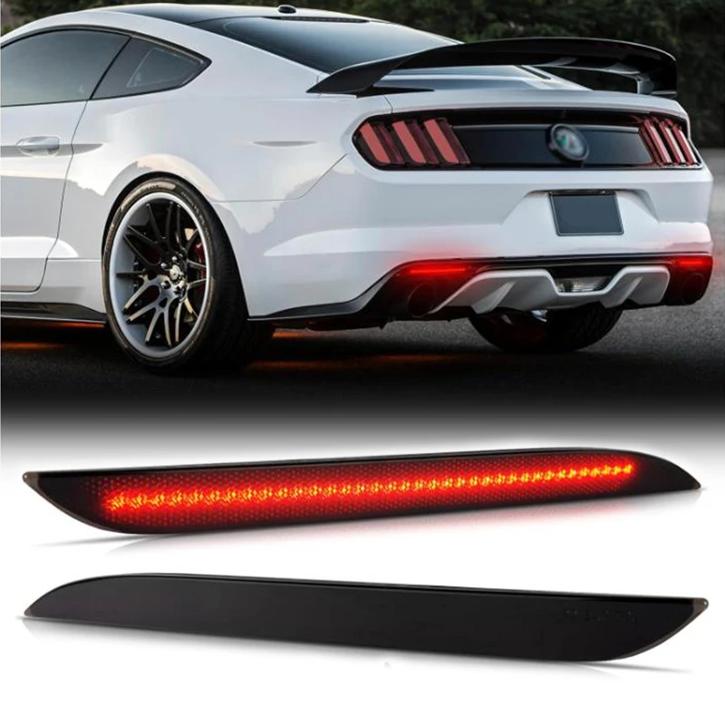 

Черные дымчатые линзы, отражающие линзы заднего бампера для Ford Mustang 2015-2017 годов, OE-Spec LH RH в сборе