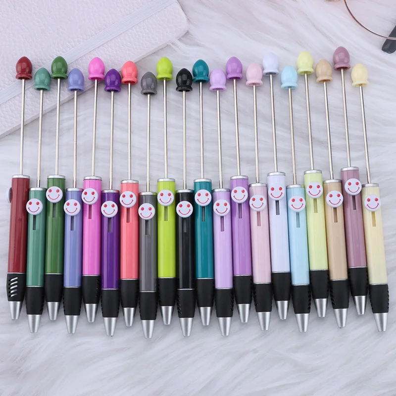 20pcs DIY Beaded Pen Smiley Face Ballpoint Pen Set Free Logo Student Office Beadable PenS Stationery Pen for Writing