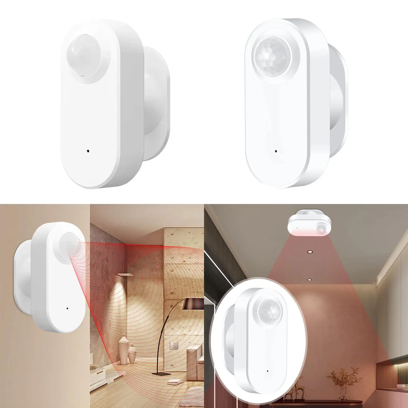 Detector de Presença Humana com Sensor de Movimento, Compacto, Fácil Instalação, Sturdy, Profissional, Presentes Brancos, Exterior, Home Security, Interior