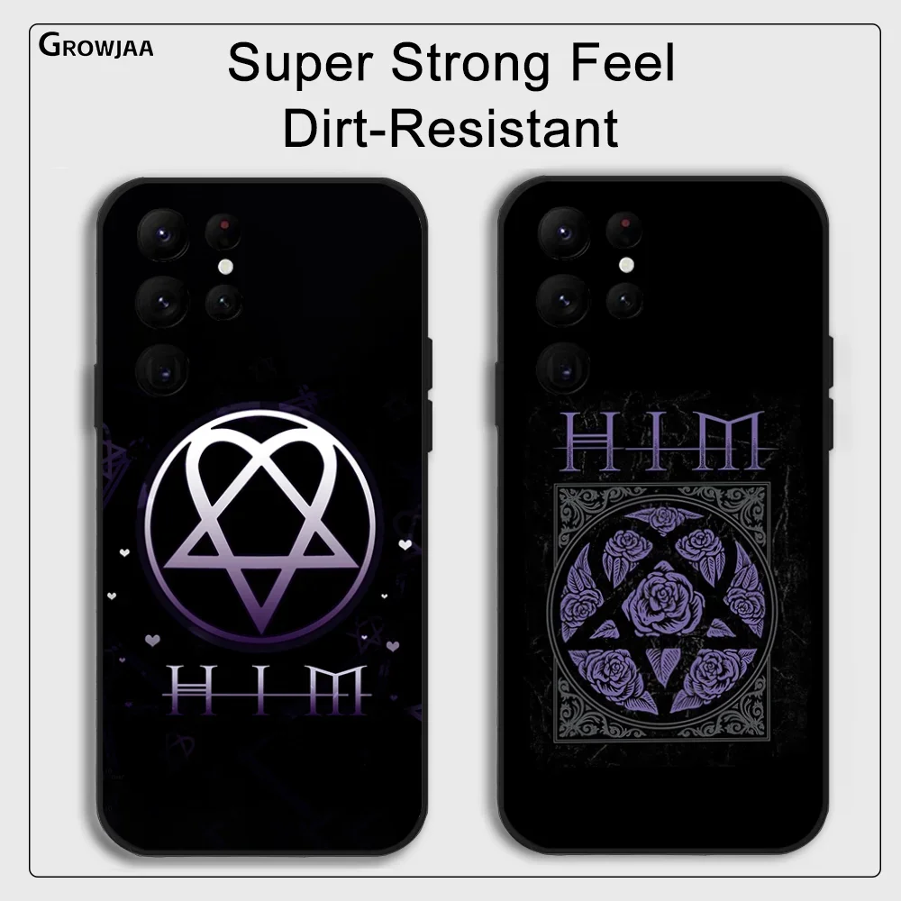 H-Him Ornate Heartagram Phone Case for Samsung Galaxy S24 Ultra S22 S23 Ultra S21 S20 5G Protective Silicone TPU Funda