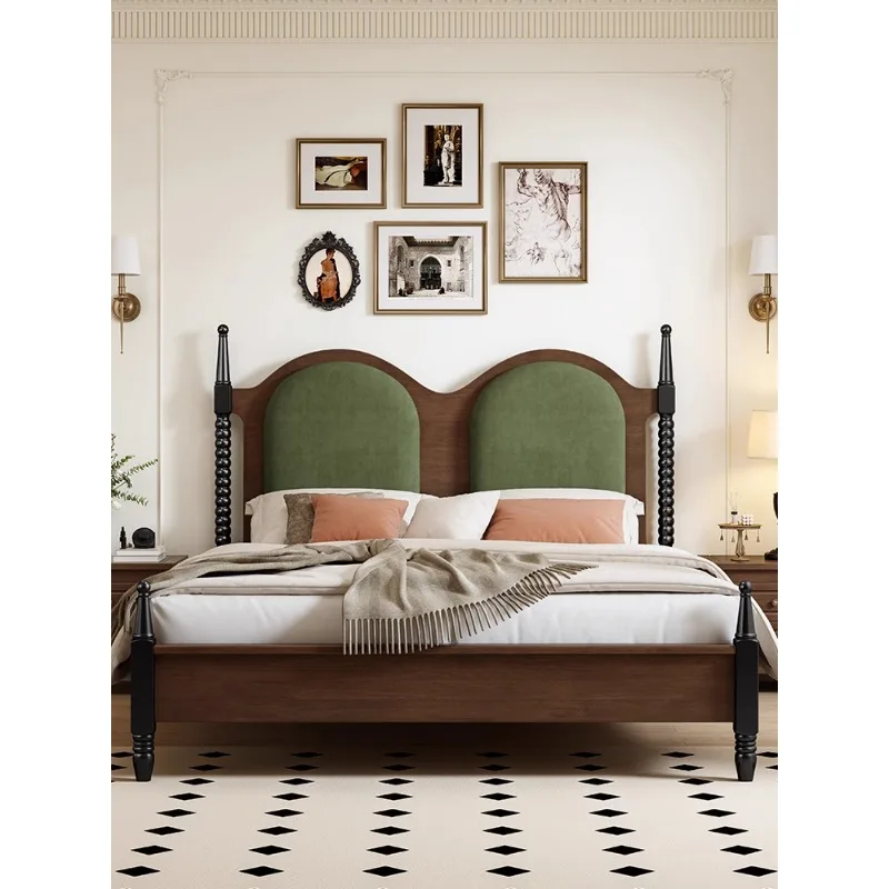 

Retro French bed medium ancient American solid wood bed
