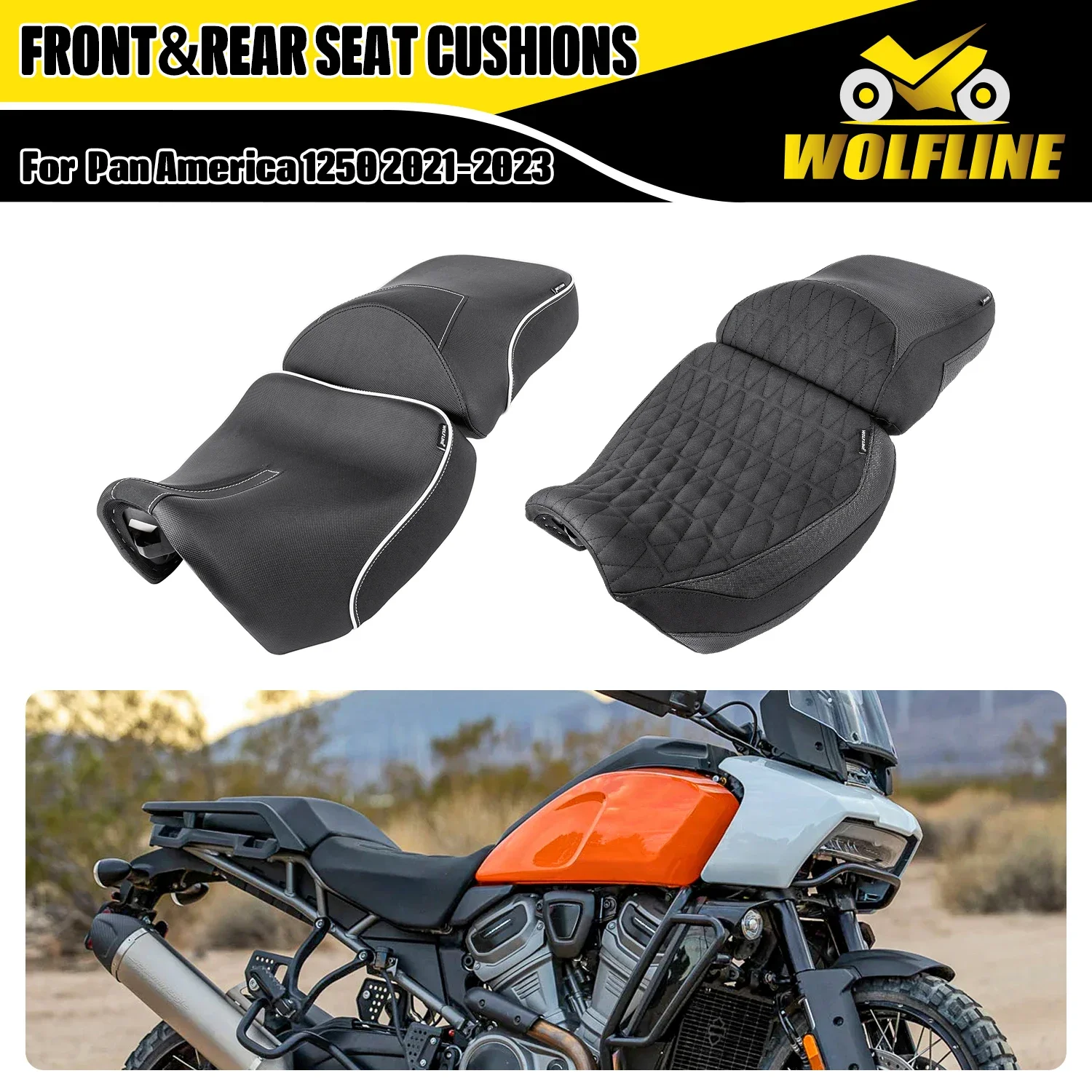 WOLFLINE 2Pcs/Set Solo Seat Cushion&Pillion Pad for Harley-Davidson Pan America 1250 2021-2023 2022