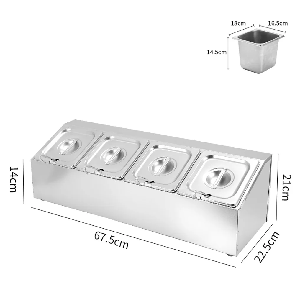 Spice Rack Shelf, One Row, Four Pans Stainless Steel Organizer Stand for Seasoning Sauce Jam Fruits Ingredients