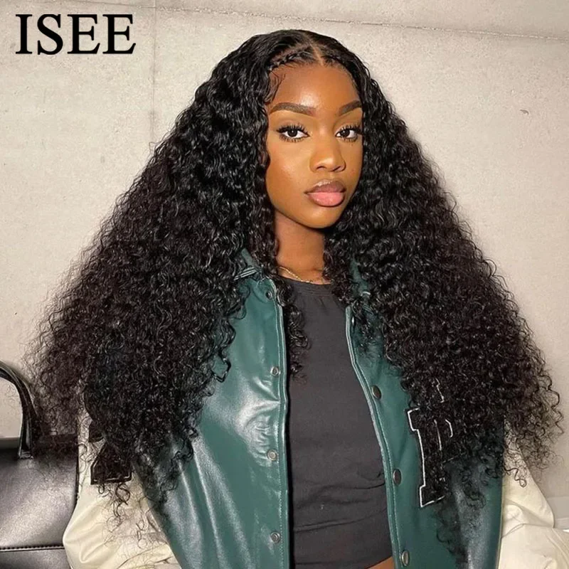 Water Wave 13x6 HD Lace Frontal Wigs Brazilian Wigs 100% Human Hair For Women Deep Curly Wigs preplucked Precut ISEE Hair