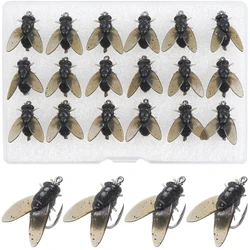 18Pcs Fly Fishing Flies Kit Rubber Fly Fishing Lures Lifelike Soft Plastic Lures Barbed Hooks for Bass Trout Salmon 1.8cm/0.71in