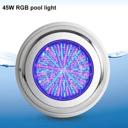 Luz de piscina LED de aço inoxidável, lâmpadas subaquáticas, RGB Piscina Lamp, IP68 impermeável, 12W, 18W, 24W, 36W, 54W, azul