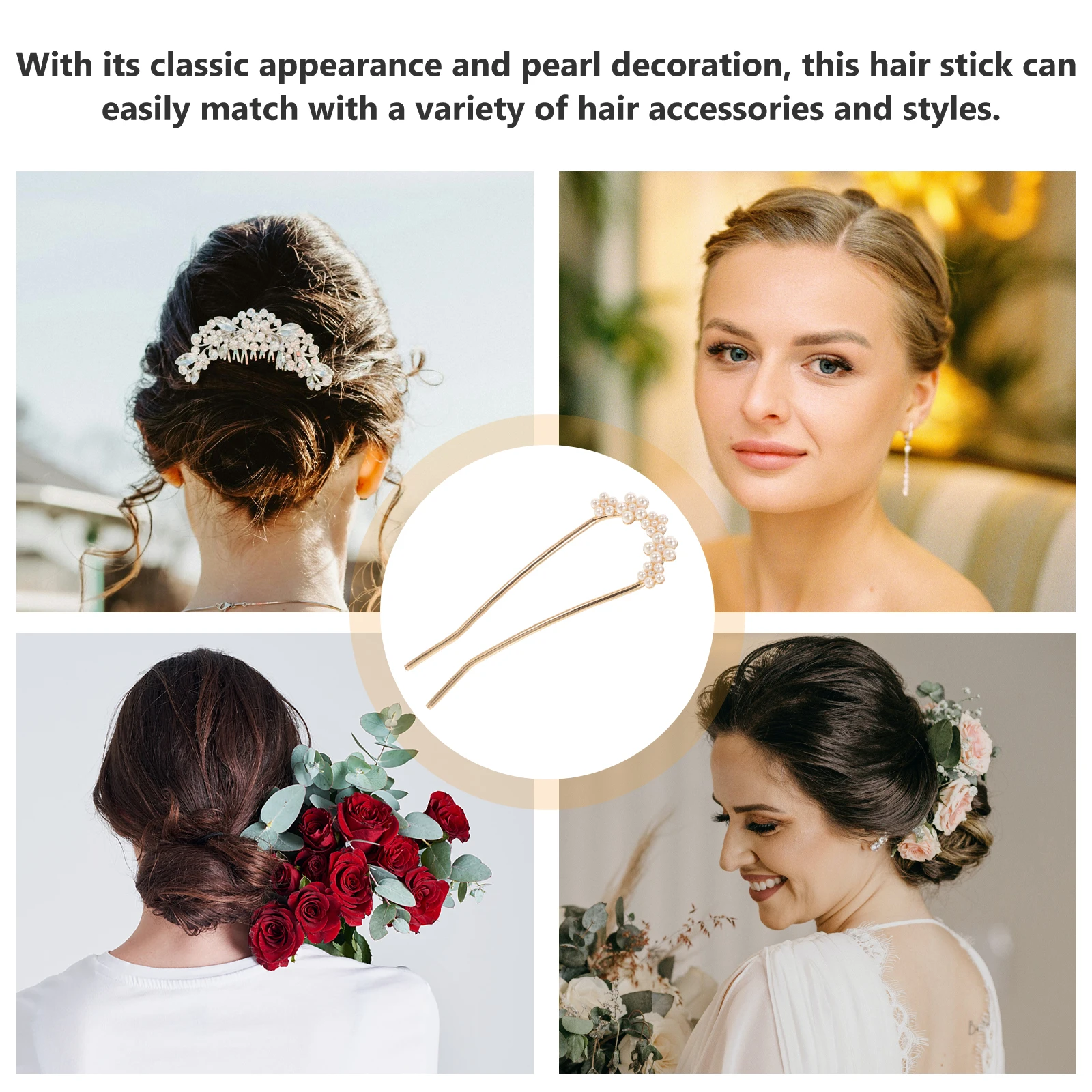 

Pearl Hairpin Accessories for Girls Rhinestones U Shaped Fork Pins Styling Zinc Alloy French Miss Hairpins Women