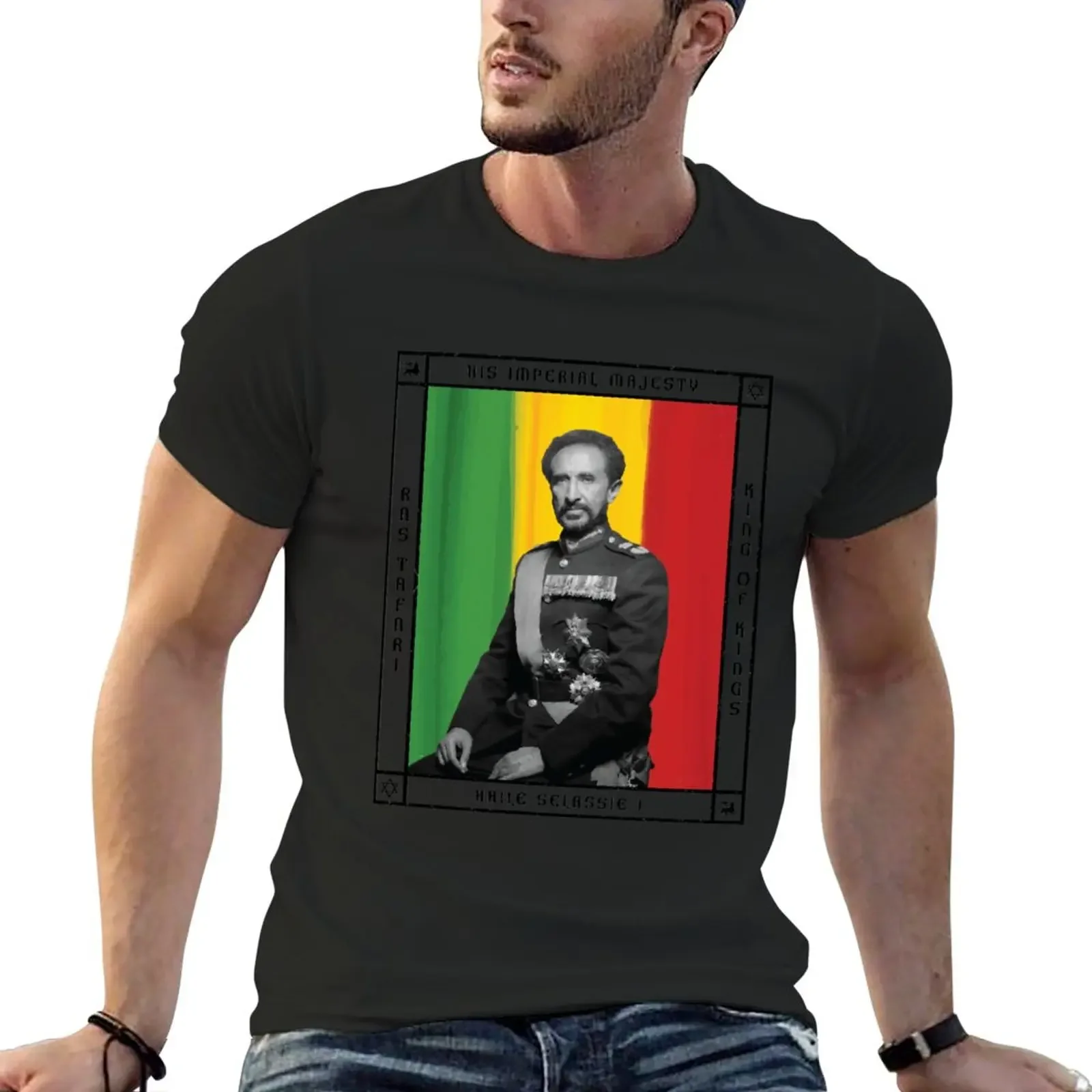 New His Imperial Haile Selassie I King Of Kings T-Shirt graphic t shirts summer top plain t shirts men