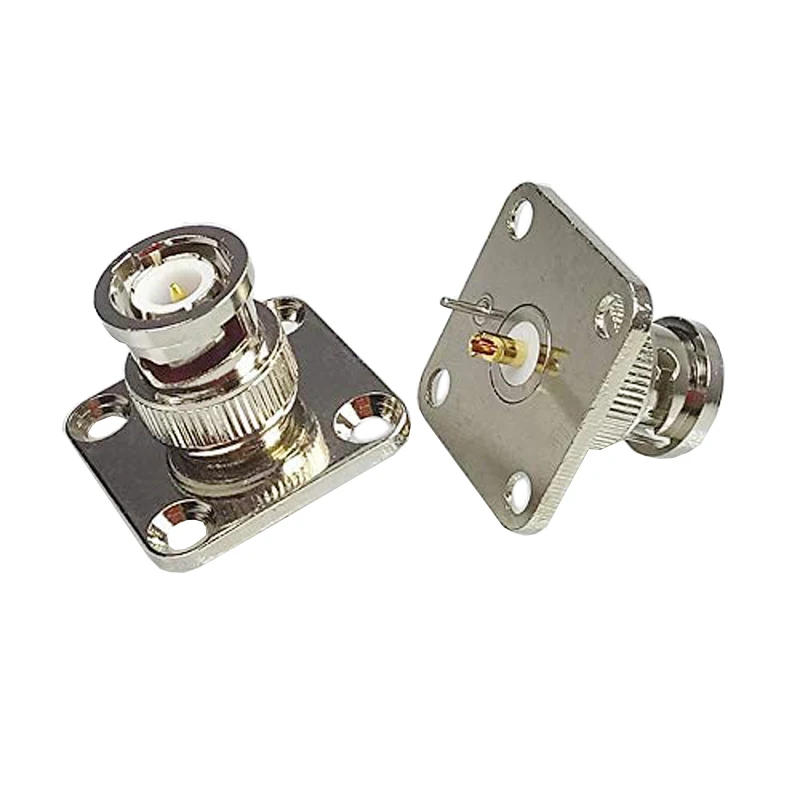 RF Coaxial 50ohm BNC Q9 Male/ Female Square Flange 25*25mm Coaxial analog signal connector