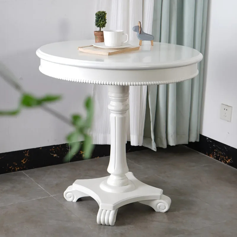 European solid wood coffee table ivory white coffeetable negotiation small roundtable coffeetable 70cm matching sofa corner t