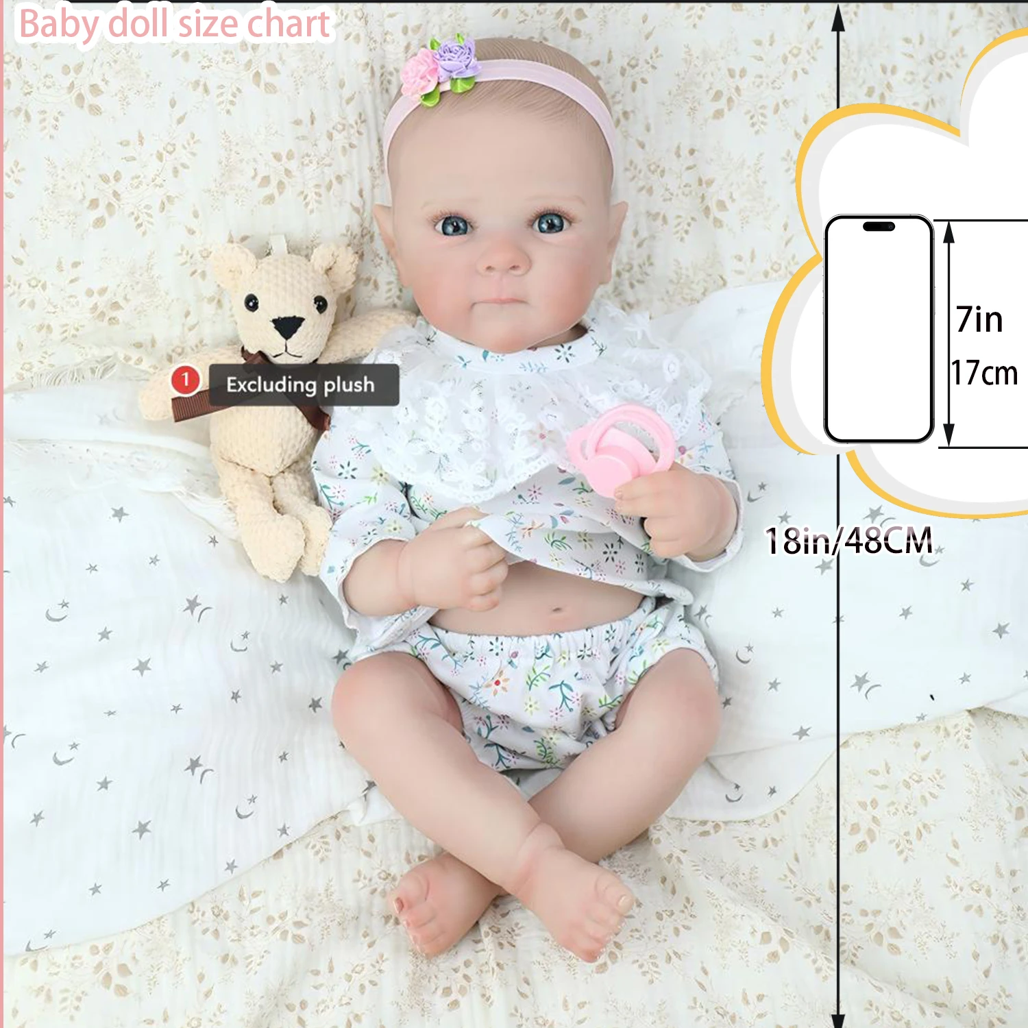 18 بوصة كامل سيليكون الفينيل فتاة قابل للغسل بيتي تولد من جديد دمية طفل مع اليدوية رسمت نابض بالحياة ثلاثية الأبعاد الجلد لفتاة هدية الكريسماس #1