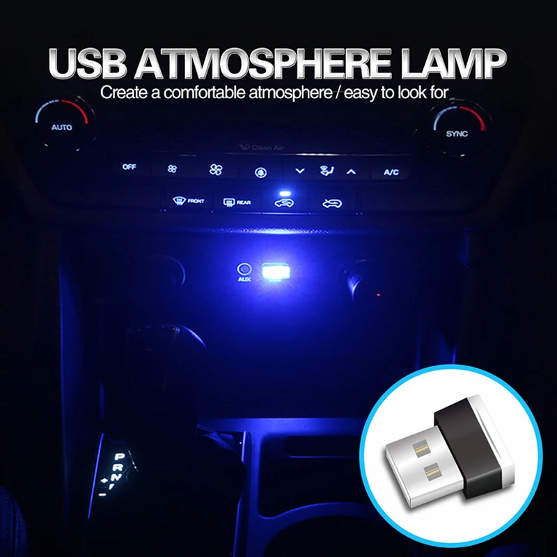 Atmosfera Mini lampka USB modelowanie samochodu LED oświetlenie otoczenia Neon wewnętrzna lampka biżuteria samochodowa (7 rodzajów jasnych kolorów) lampa otoczenia