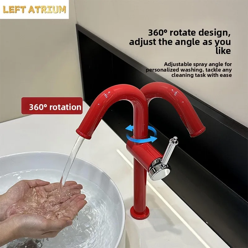 Stainless steel hot and cold basin tap for domestic under-mount washbasins – splash-proof, minimalist bathroom tap