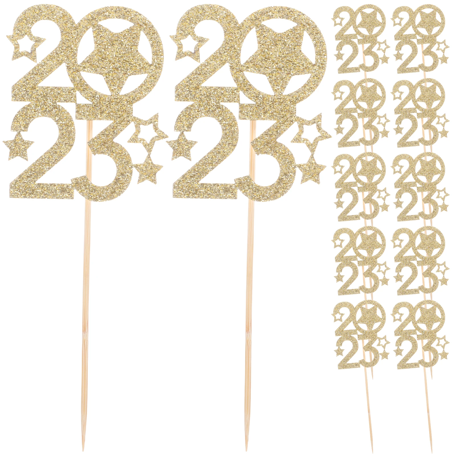 

40 Pcs New Year Cake Inserts Birthday Decorations Muffin Picks Fruit Party Supplies Festive nament Safe Practical