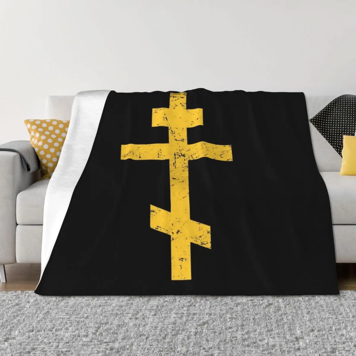 

Cross - Eastern Orthodox / Greek Orthodox Throw Blanket Multi-Purpose Blankets For Bed Flannel Blankets