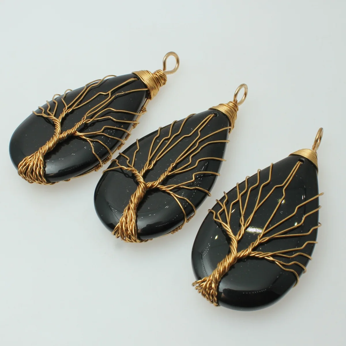 45X65mm hand-wound natural water drop rough stone pendant handmade DIY necklace pendant