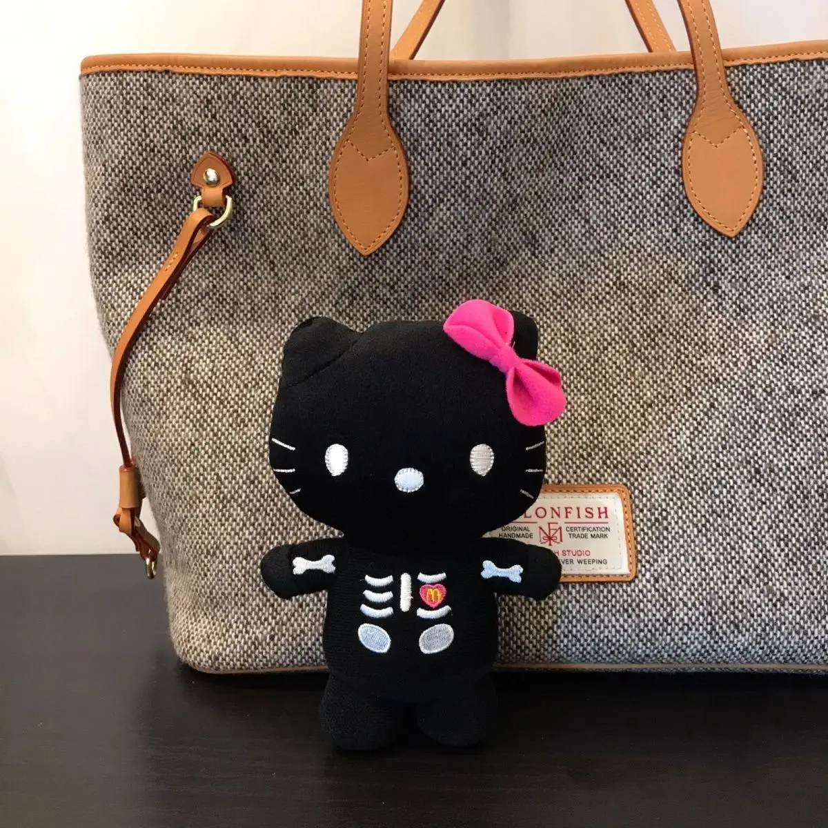 Pre Sale Sanrio Hello Kitty Mcdonald's Kt Cat Black Night Skull Cartoon Plush Doll Toys Knapsack Pendant Decorate Friend Gift