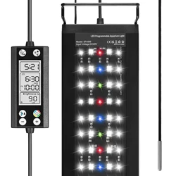 Sucul bitkiler için su tankı akvaryum ve termometre ile programlanabilir LCD monitör ışık, hafıza fonksiyonu 24/7 döngüsü LED lamba