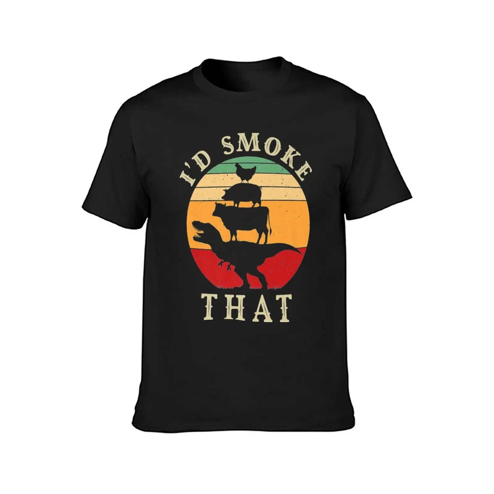 I'd Smoke That Funny BBQ Vintage Meat Smoker Grill Gift T-Shirt for a boy summer top Men's clothing