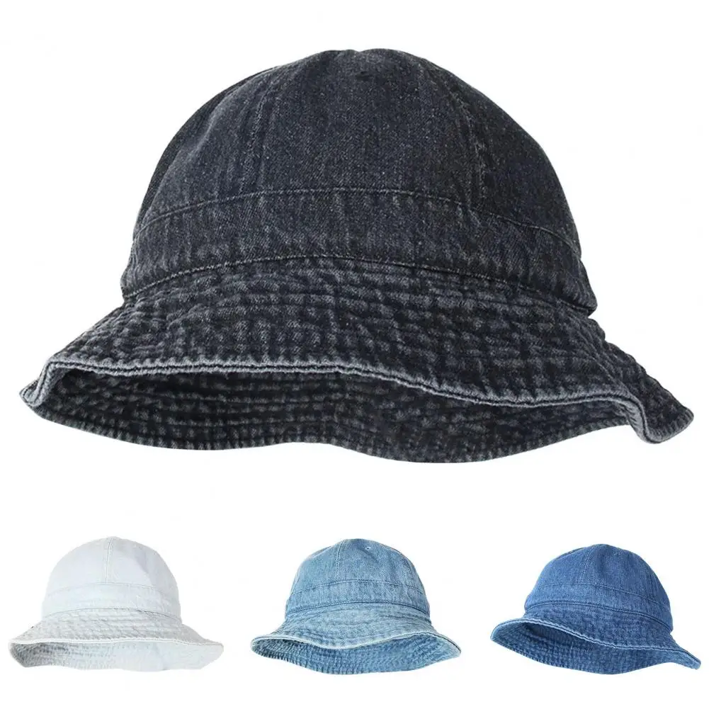 Chapéu de balde jeans lavado para homens e mulheres, chapéu de pescador dobrável, chapéu de moda unissex, boné Hip Hop Gorros, boné Panamá feminino,