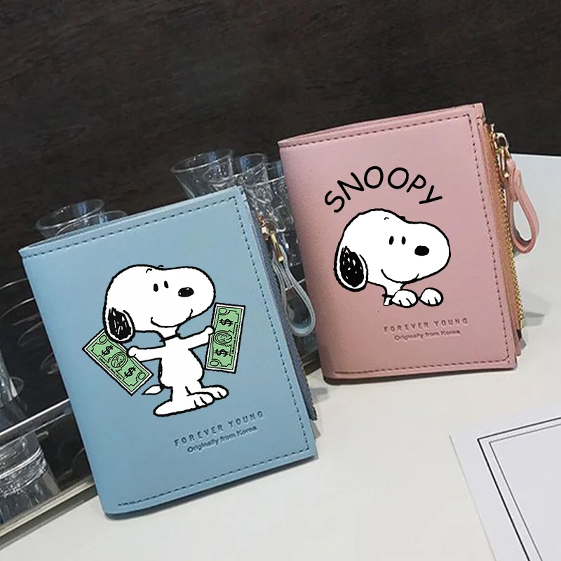 New Snoopys Women Upscale Wallets Clutch Business Man PU Leather Coin Purse Anime Credit Card Holder Portable Kawaii Child Gift