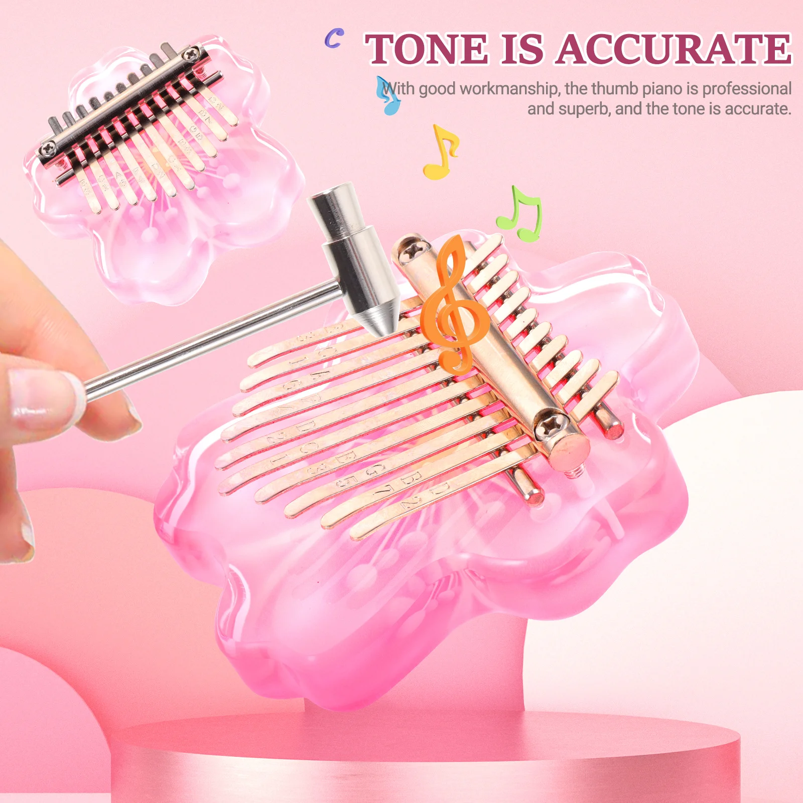 

1 Set Mini Thumb Acrylic Kalimba 10-Key Finger For Beginners Durable Portable Music Instrument Kids Adult Learning Professional