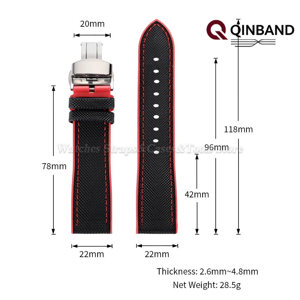 18/19/20/21/22/24mm Nylon-Segeltuch Silikonboden Uhrenarmband für IWC für Tudor für Seiko Uhrenband mit Schmetterlingsverschluss Armband – Detail 1