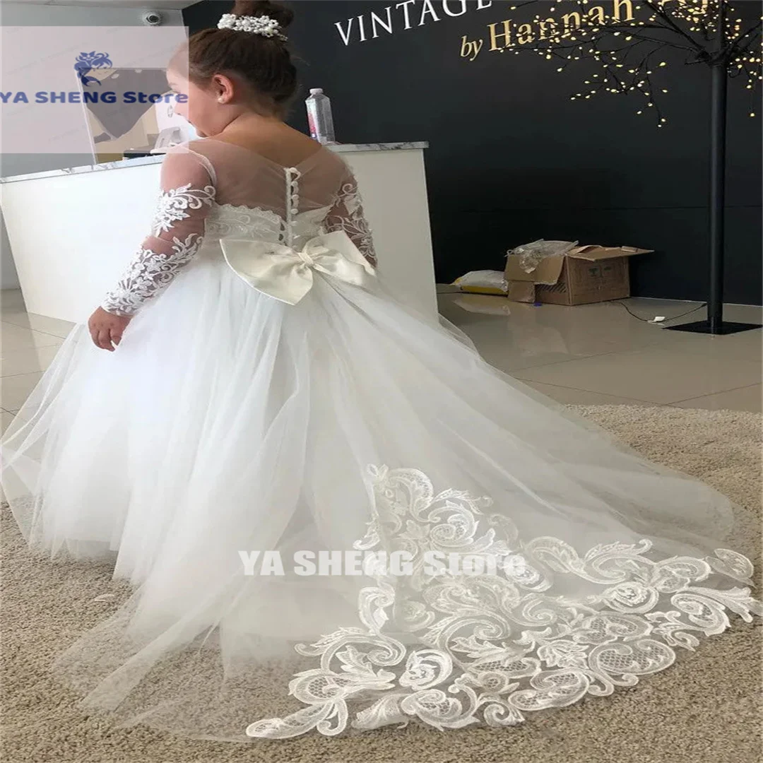 Wedding Party Holiday Maroon Applique Girls Flower Girls Dresses For Pageant Dresses Customize Tulle Lace Birthday Dress